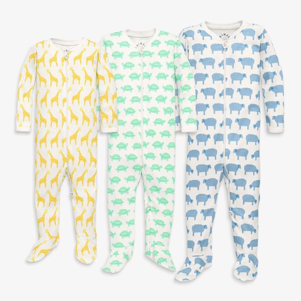 Primary Baby Animal Friends Organic Footie First Year 3-Pack