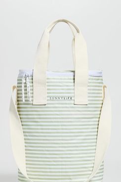 SunnyLife Women’s Light Cooler Drinks Bag, Sage Stripe, One size