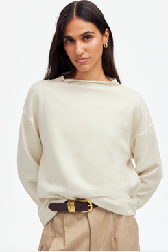 Madewell Long-Sleeve Funnel-Neck Sweatshirt - Parchment