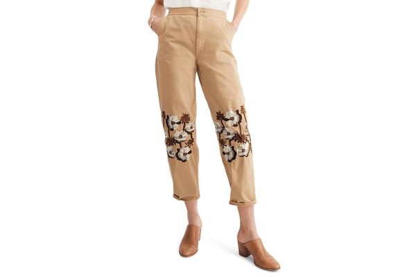 Madewell Embroidered Tapered Crop Pants