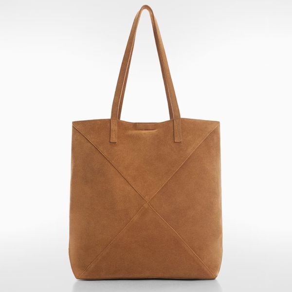 Mango Leather Shopper Bag