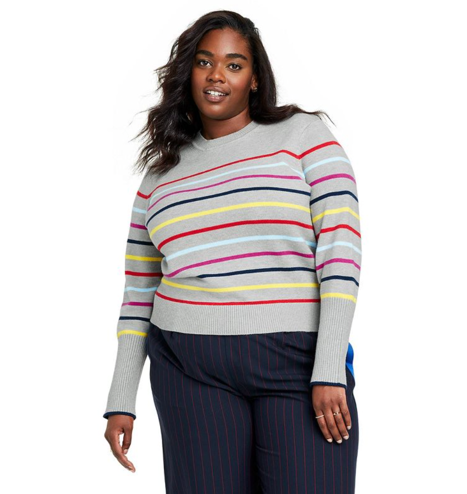 Plus size hot sale striped turtleneck