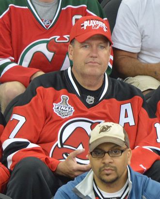 New York Jets head coach Rex Ryan attends the Los Angeles Kings vs the New Jersey Devils game one during the 2012 Stanley Cup final at the Prudential Center on May 30, 2012 in Newark, New Jersey. 