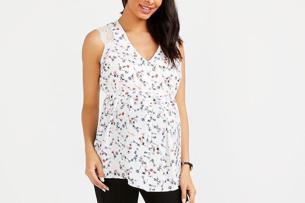 Thyme Maternity Stork & Babe Floral Maternity Blouse With Lace