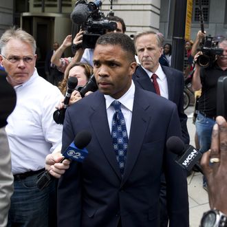 Former Illinois Congressman Jesse Jackson Jr., leaves the US District Court in Washington, DC, August 14, 2013, following a sentencing hearing. Jackson was sentenced today to 30 months behind bars and his wife, Sandi, got a year in prison for separate felonies involving the misspending of about $750,000 in campaign funds. The Jacksons will be allowed to serve their sentences one at a time, with Jackson Jr. going first. In addition to the 2.5 years in prison, Jackson Jr. was sentenced to three years of supervised release. Sandi Jackson was ordered to serve 12 months of supervised release following her prison term.