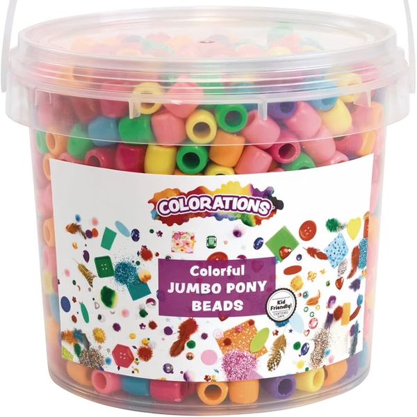 Colorations Colorful Jumbo Plastic Pony Beads, 1.5 lbs