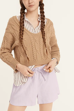 J.Crew V-Neck Cable-Knit Sweater
