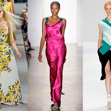 From left: new spring looks from Oscar de la Renta, Sophie Theallet, and Narciso Rodriguez.