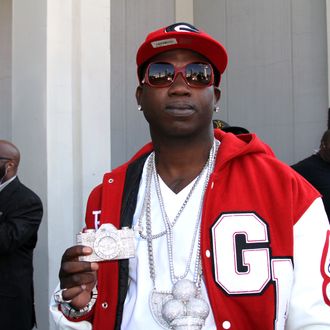 Gucci Mane attends the BET Hip Hop Awards 2010 at Boisfeuillet Jones Atlanta Civic Center on October 2, 2010 in Atlanta, Georgia.