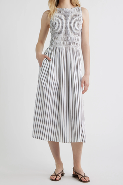 Madewell The Melody Smocked Sleeveless Midi Dress