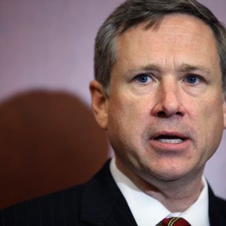 WASHINGTON, DC - OCTOBER 18: U.S. Sen. Mark Kirk (R-IL) speaks during a news conference about the 25th anniversary of the Electronic Communications Privacy Act (ECPA) October 18, 2011 in Washington, DC. Kirk and U.S. Sen. Ron Wyden (D-OR) called for the ECPA legislation to be updated so to ensure that the government must get a warrant from a judge before tracking our movements or reading our private communications. (Photo by Chip Somodevilla/Getty Images)