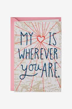 Map With String Embellishment Valentine's Day Card
