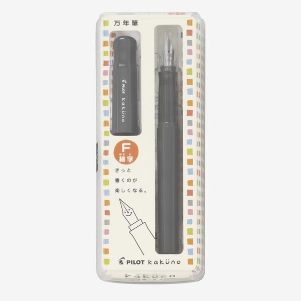 Pilot Kakuno Fountain Pen, Fine, Gray Body (Black Ink)