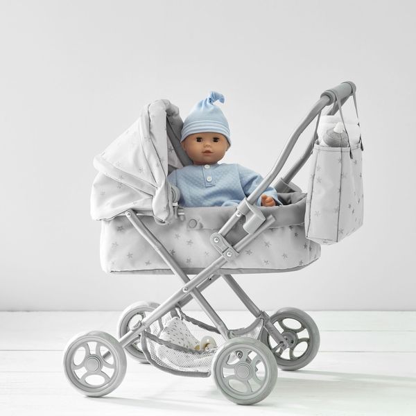 Gray Stars Mini Pram Doll Stroller