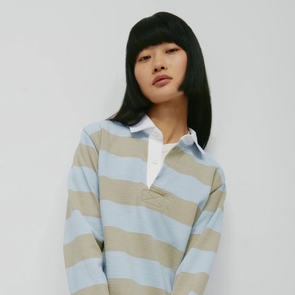 Kotn Shrunken Rugby Shirt - Taupe/Powder