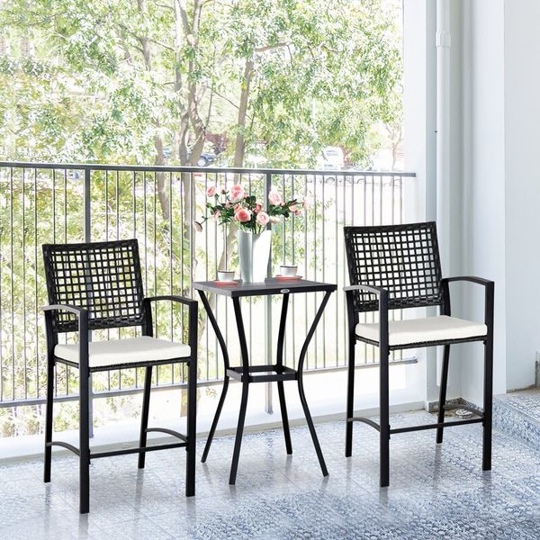 Eleanor Outdoor 3 Piece Bistro Set with Cushions