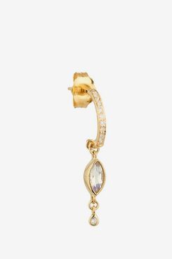 Celine Daoust Marquise Moonstone and Diamond Single Hoop Earring (Single)