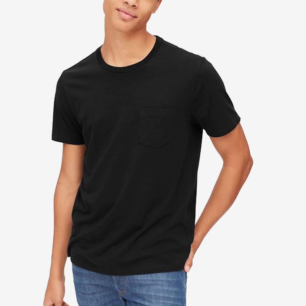 black tee shirt with pocket