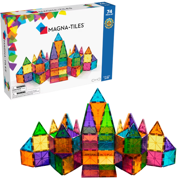 MAGNA-TILES Clear Colors 74 Piece Set, Ages 3+