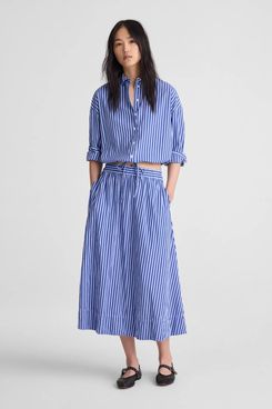 Madewell Drawstring Button-Up Shirt in Poplin