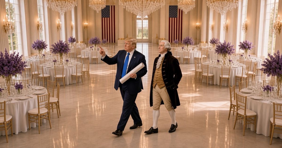 Trump Consults AI George Washington on Ballroom Design