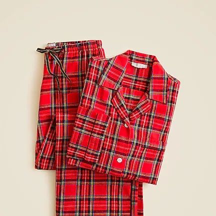 J.Crew Flannel Long-Sleeve Pajama Pant Set in Good Tidings Plaid