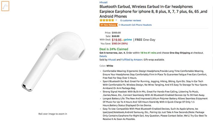 Hhusali i7 Right Earbud The Select All Review