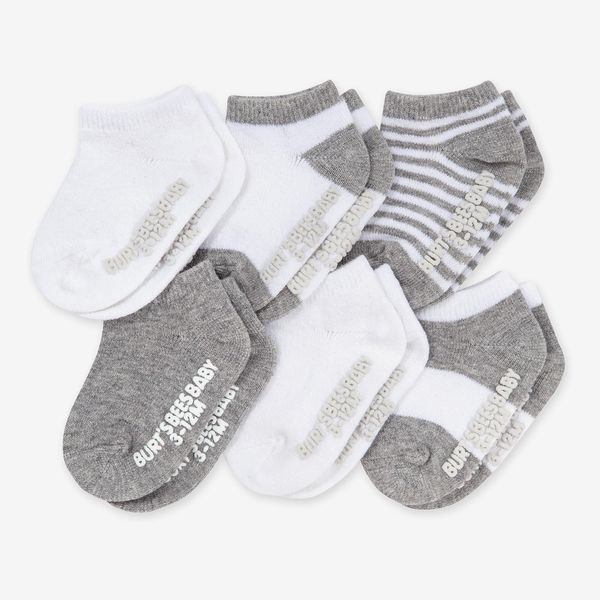 Burt's Bees Baby Organic Ankle & Crew Socks with Non-Slip Grips