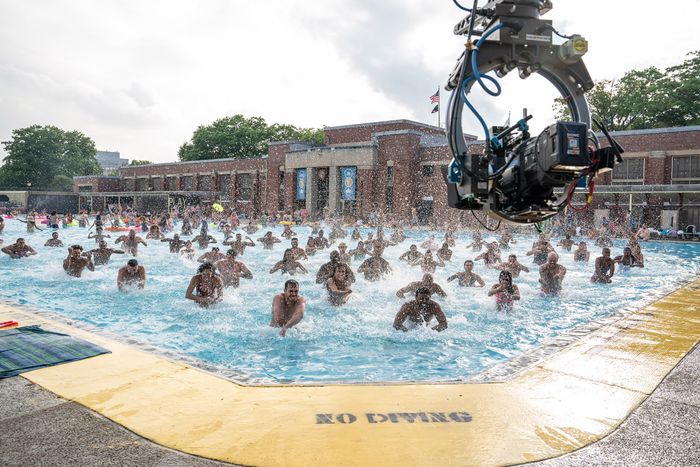 Capturing dancers in the pool.