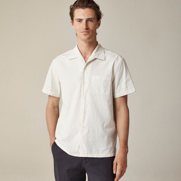 J.Crew Short-Sleeve Secret Wash Cotton Poplin Camp-Collar Shirt