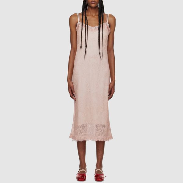 Simone Rocha Pink Floral Midi Dress