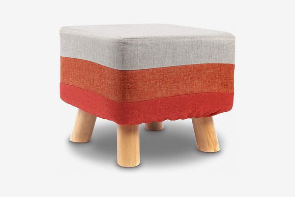 Ikee Design Wooden Square Upholstered Footstool