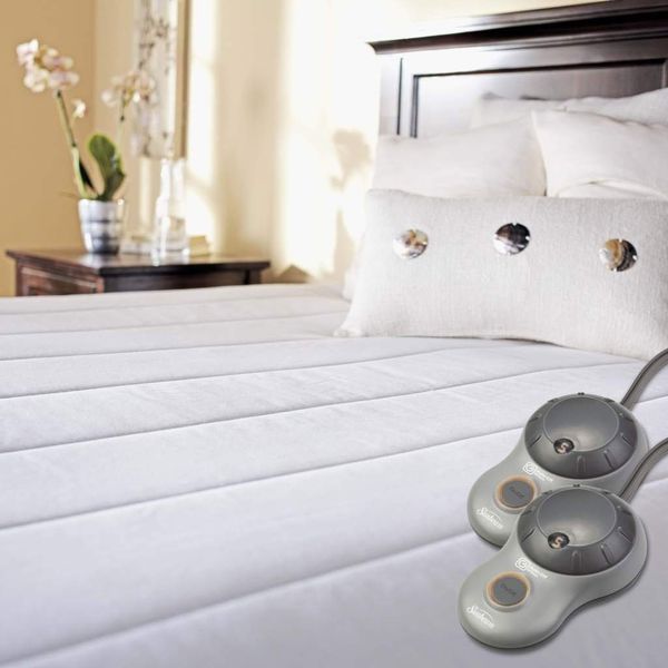 Sunbeam premium quilted discount heated mattress pad queen