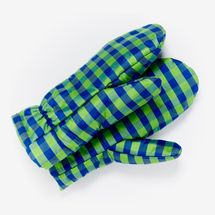 Coming of Age Gingham Lime Blue Mittens