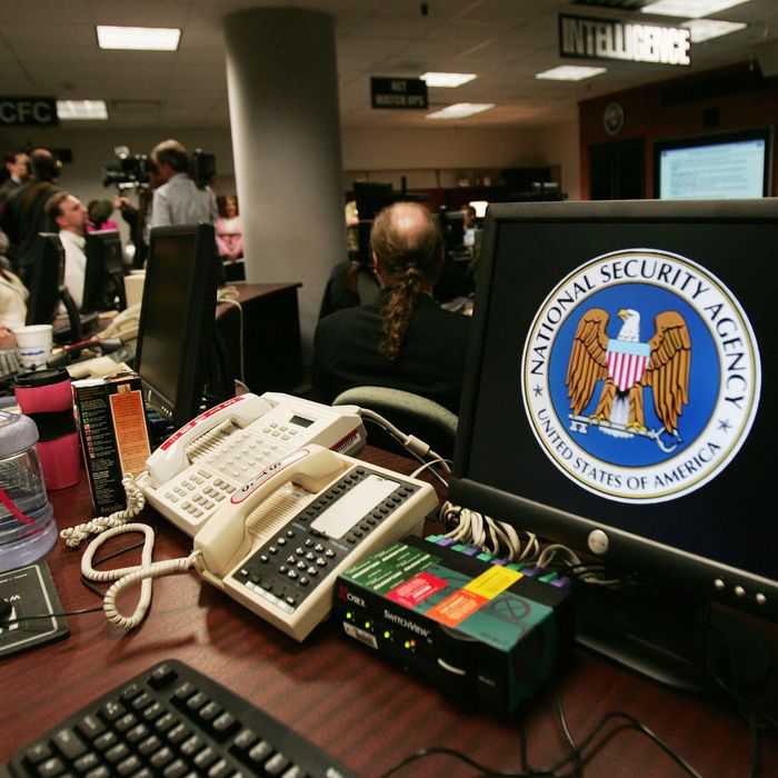 Fort Meade, UNITED STATES: A computer workstation bears the National Security Agency (NSA) logo inside the Threat Operations Center inside the Washington suburb of Fort Meade, Maryland, intelligence gathering operation 25 January 2006 after US President George W. Bush delivered a speech behind closed doors and met with employees in advance of Senate hearings on the much-criticized domestic surveillance. 