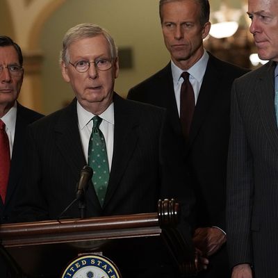 Senate Lawmakers Address The Media After Their Weekly Policy Luncheons