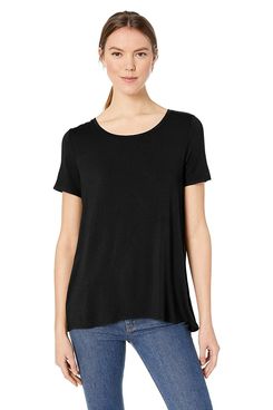 Amazon Essentials Women’s Short-Sleeve Scoopneck Swing Tee in black