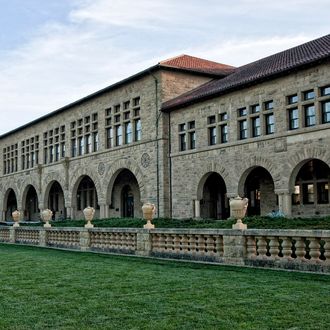 Hoover Tower, left, stands on the campus of Stanford University in Palo Alto, California.