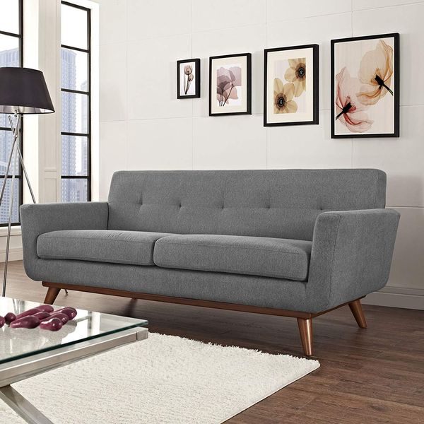 Modway Engage Mid-Century Modern Upholstered Fabric Loveseat