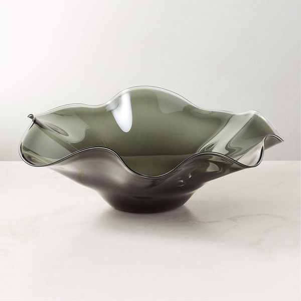 West Elm Semele Grey Smoked Glass Decorative Bowl