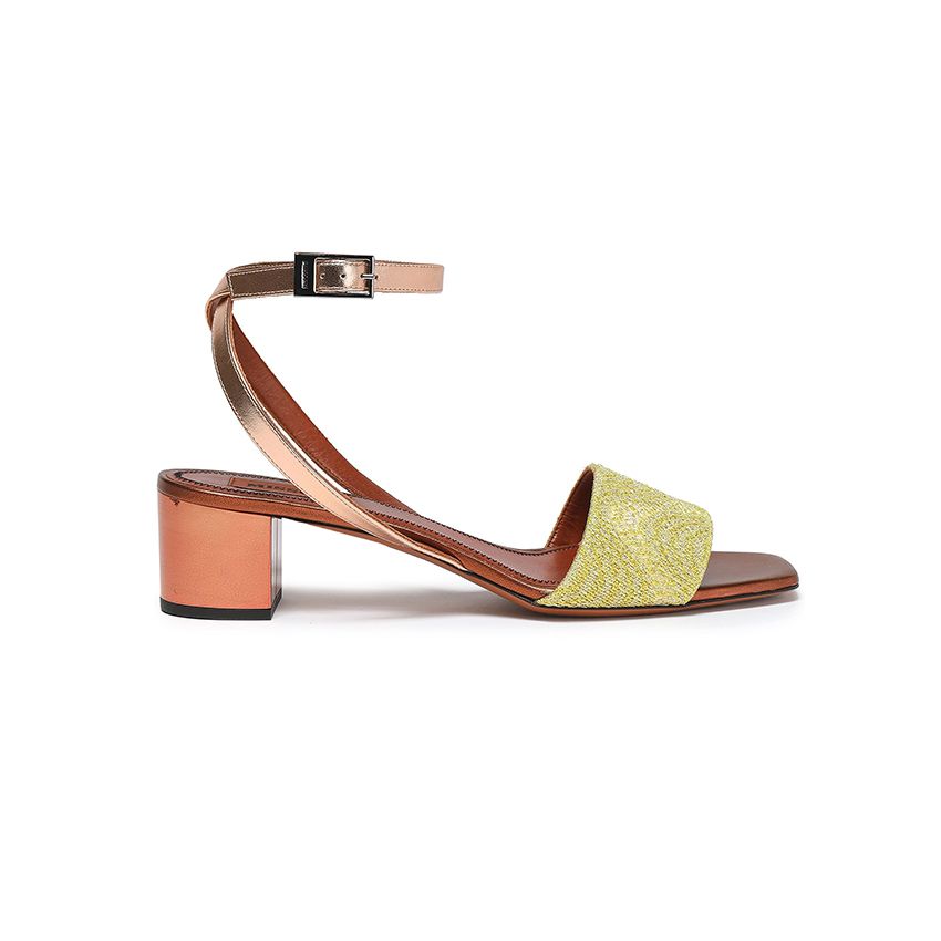 Missoni Metallic leather and crochet-knit sandals