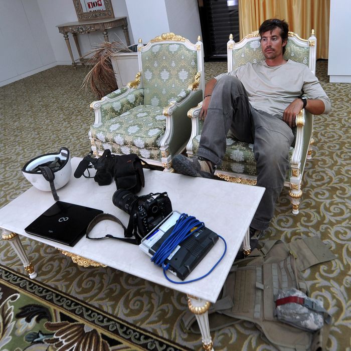 A photo taken on September 29, 2011 shows US freelance reporter James Foley resting in a room at the airport of Sirte, Libya. Foley was kidnapped in war-torn Syria six weeks ago and has been missing since, his family revealed on January 2, 2013. Foley, 39, an experienced war reporter who has covered other conflicts, was seized by armed men in the town of Taftanaz in the northern province of Idlib on November 22, according to witnesses. The reporter contributed videos to Agence France-Presse (AFP) in recent months. 