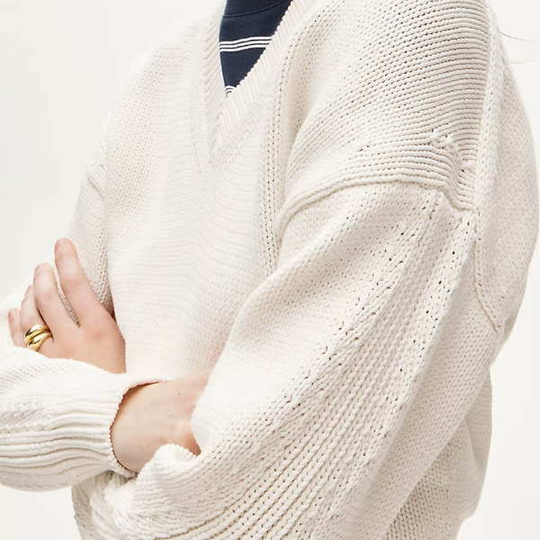 J.Crew Cotton-Blend V-Neck Pullover Sweater