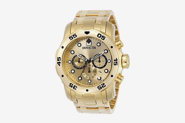 Invicta Men’s Pro Diver Analog Japanese Quartz 18k Gold-Plated Stainless Steel Watch