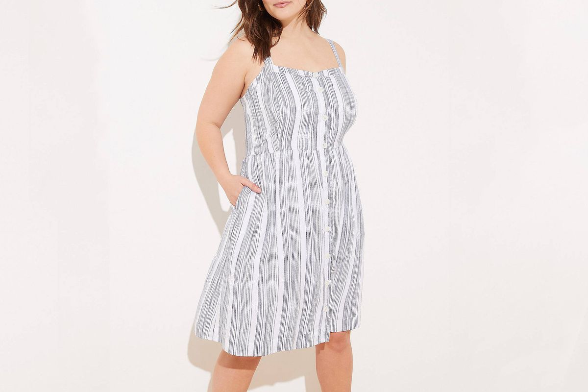 loft blue and white striped dress