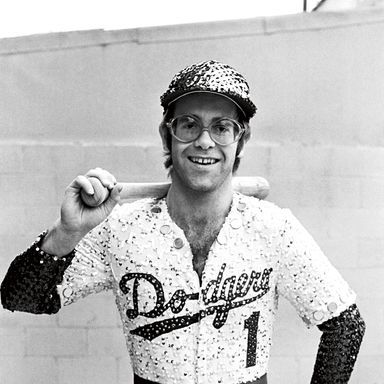 Bob Mackie designed a custom sequined-covered Dodgers uniform for the show.