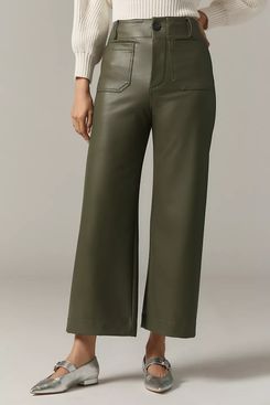 Maeve The Colette Cropped Wide-Leg Pants: Faux-Leather Edition