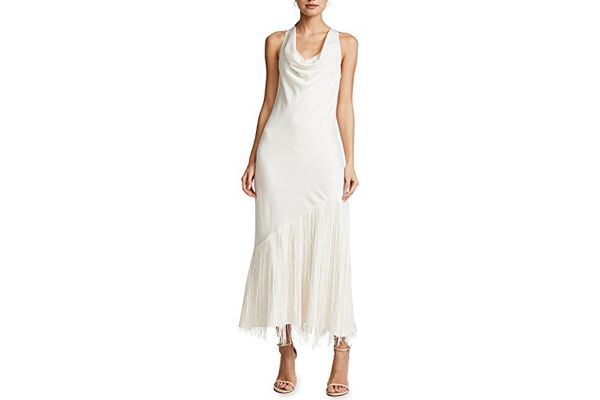 Elizabeth and James Cowl Neck Dress with Fringe