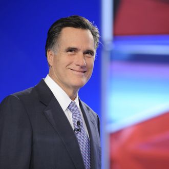 Former Massachusetts Governor Mitt Romney; attends the first 2012 Republican presidential candidates' debate in Manchester, New Hampshire June 13, 2011. AFP PHOTO / Emmanuel DUNAND (Photo credit should read EMMANUEL DUNAND/AFP/Getty Images)