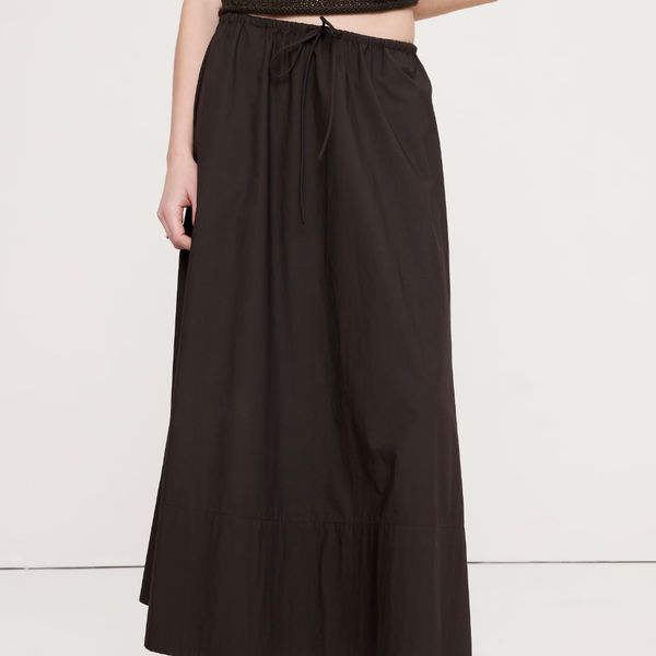 Banana Republic Cotton Poplin Drawstring Maxi Skirt